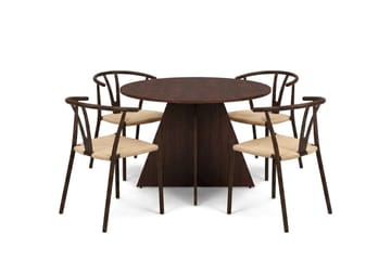 Vera spisegruppe rund 110 cm valnøtt med 4 Elysia spisestoler - Møbler - Bord - Spisegruppe