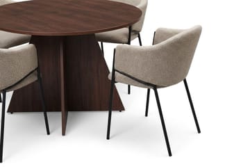 Vera spisegruppe rund 110 cm valnøtt med 4 Filip spisestoler - Valnøtt - Møbler - Bord - Spisegruppe