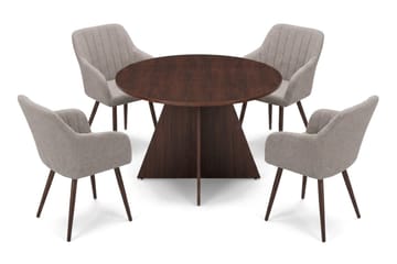 Vera spisegruppe rund 110 cm valnøtt med 4 Filippa spisestoler - Valnøtt - Møbler - Bord - Spisegruppe
