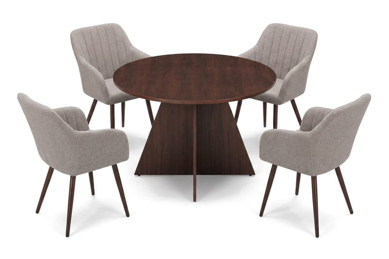 Vera spisegruppe rund 110 cm valnøtt med 4 Filippa spisestoler - Valnøtt - Møbler - Bord - Spisegruppe