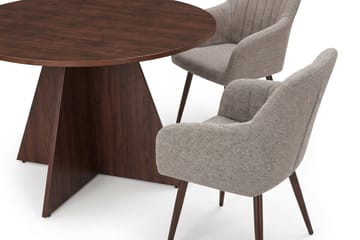 Vera spisegruppe rund 110 cm valnøtt med 4 Filippa spisestoler - Valnøtt - Møbler - Bord - Spisegruppe