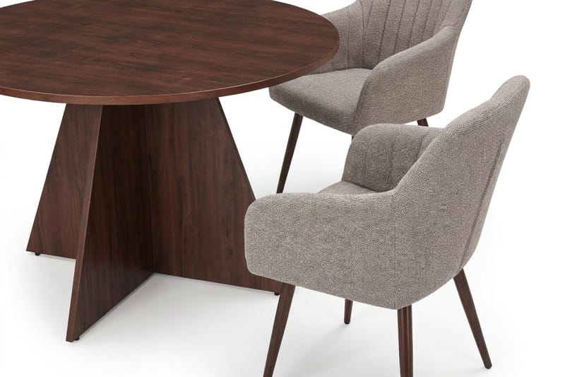 Vera spisegruppe rund 110 cm valnøtt med 4 Filippa spisestoler - Valnøtt - Møbler - Bord - Spisegruppe