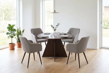 Vera spisegruppe rund 110 cm valnøtt med 4 Filippa spisestoler - Valnøtt - Møbler - Bord - Spisegruppe
