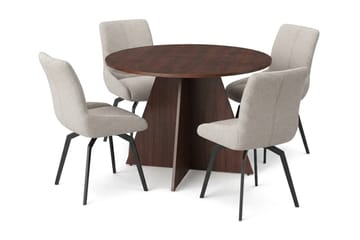 Vera spisegruppe rund 110 cm valnøtt med 4 Mora spisestoler - Valnøtt - M øbler - Bord - Spisegruppe