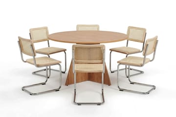 Vera spisegruppe rund 130 cm eik med 6 Build spisestoler - Eik - Møbler - Bord - Spisegruppe