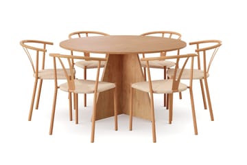 Vera spisegruppe rund 130 cm eik med 6 Elysia spisestoler - Eik - Møbler - Bord - Spisegruppe