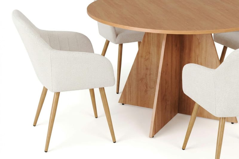 Vera spisegruppe rund 130 cm eik med 6 Filippa spisestoler - Eik - Møbler - Bord - Spisegruppe