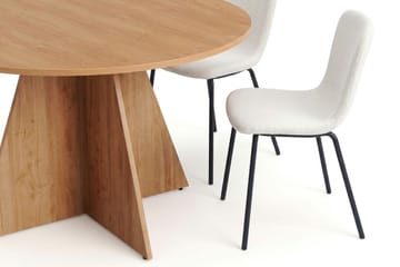 Vera spisegruppe rund 130 cm eik med 6 Katy spisestoler - Eik - Møbler - Bord - Spisegruppe