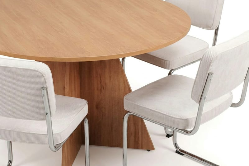Vera spisegruppe rund 130 cm eik med 6 Milva spisestoler - Eik - Møbler - Bord - Spisegruppe