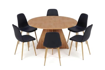 Vera spisegruppe rund 130 cm eik med 6 Nibe spisestoler - Eik - Møbler - Bord - Spisegruppe