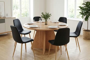Vera spisegruppe rund 130 cm eik med 6 Nibe spisestoler - Eik - Møbler - Bord - Spisegruppe