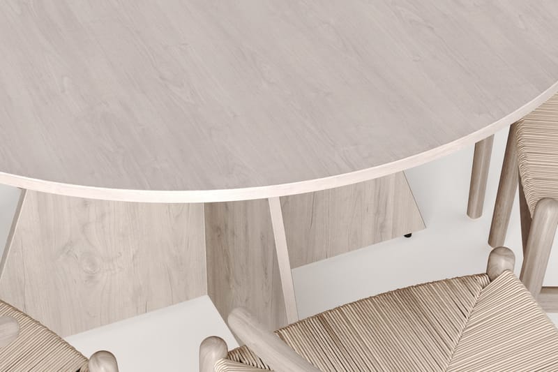 Vera spisegruppe rund 130 cm hvitlasert med 6 Dastoori spisestoler - Hvitlasert - Møbler - Bord - Spisegruppe