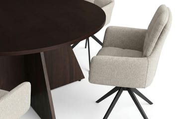Vera spisegruppe rund 130 cm røkt eik med 6 Torsby spisestoler - Røkt eik - Møbler - Bord - Spisegruppe