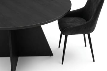 Vera spisegruppe rund 130 cm svart med 6 Alsarp spisestoler - Svart - Møbler - Bord - Spisegruppe