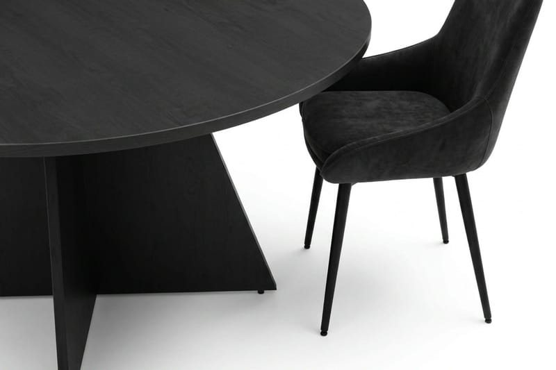 Vera spisegruppe rund 130 cm svart med 6 Alsarp spisestoler - Svart - Møbler - Bord - Spisegruppe
