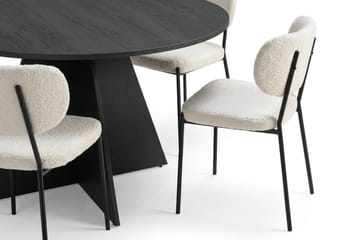 Vera spisegruppe rund 130 cm svart med 6 Gemmiano spisestoler - Svart - Møbler - Bord - Spisegruppe