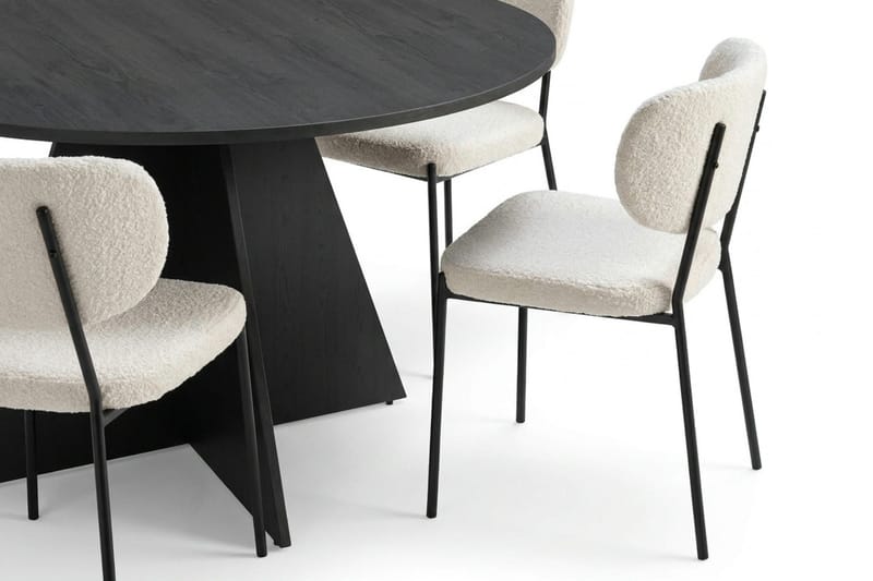 Vera spisegruppe rund 130 cm svart med 6 Gemmiano spisestoler - Svart - Møbler - Bord - Spisegruppe