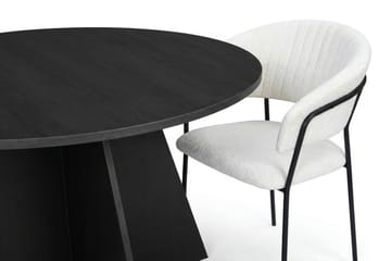 Vera spisegruppe rund 130 cm svart med 6 Karol spisestoler - Svart - Møbler - Bord - Spisegruppe