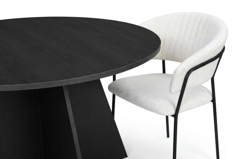 Vera spisegruppe rund 130 cm svart med 6 Karol spisestoler - Svart - Møbler - Bord - Spisegruppe