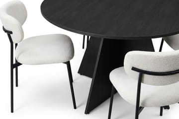 Vera spisegruppe rund 130 cm svart med 6 Lucy spisestoler - Svart - Møbler - Bord - Spisegruppe