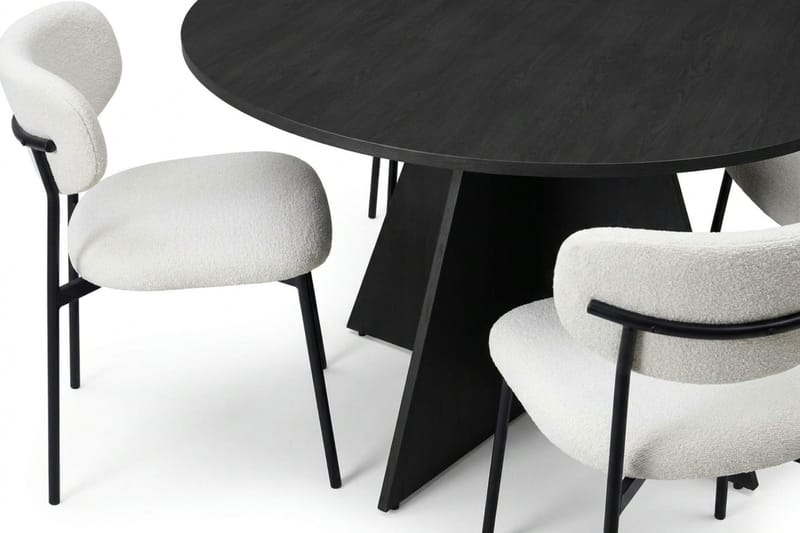 Vera spisegruppe rund 130 cm svart med 6 Lucy spisestoler - Svart - Møbler - Bord - Spisegruppe