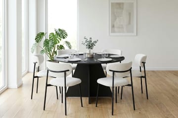 Vera spisegruppe rund 130 cm svart med 6 Lucy spisestoler - Svart - Møbler - Bord - Spisegruppe