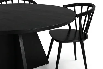 Vera spisegruppe rund 130 cm svart med 6 Tyrö spisestoler - Svart - Møbler - Bord - Spisegruppe