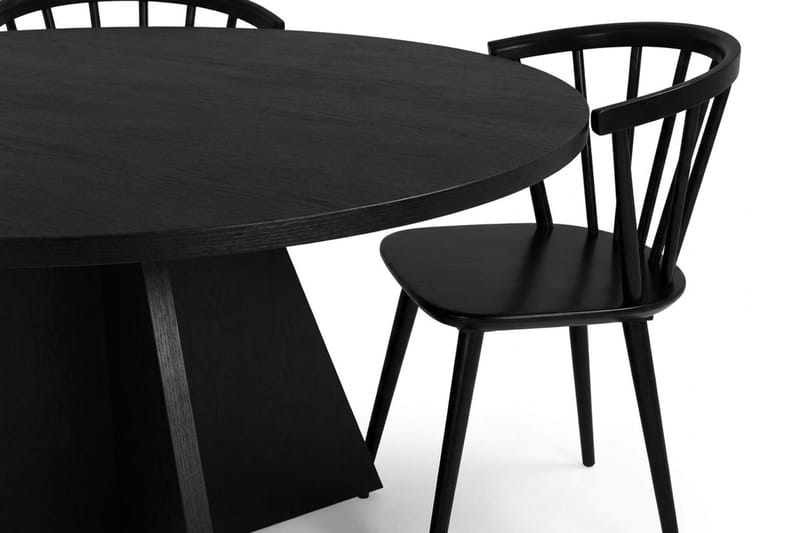 Vera spisegruppe rund 130 cm svart med 6 Tyrö spisestoler - Svart - Møbler - Bord - Spisegruppe