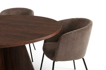 Vera spisegruppe rund 130 cm valnøtt med 6 Berit spisestoler - Valnøtt - Møbler - Bord - Spisegruppe