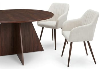 Vera spisegruppe rund 130 cm valnøtt med 6 Filippa spisestoler - Valnøtt - Møbler - Bord - Spisegruppe