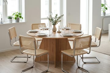 Vera spisegruppe rund 150 cm eik med 6 Build spisestoler - Eik - Møbler - Bord - Spisegruppe