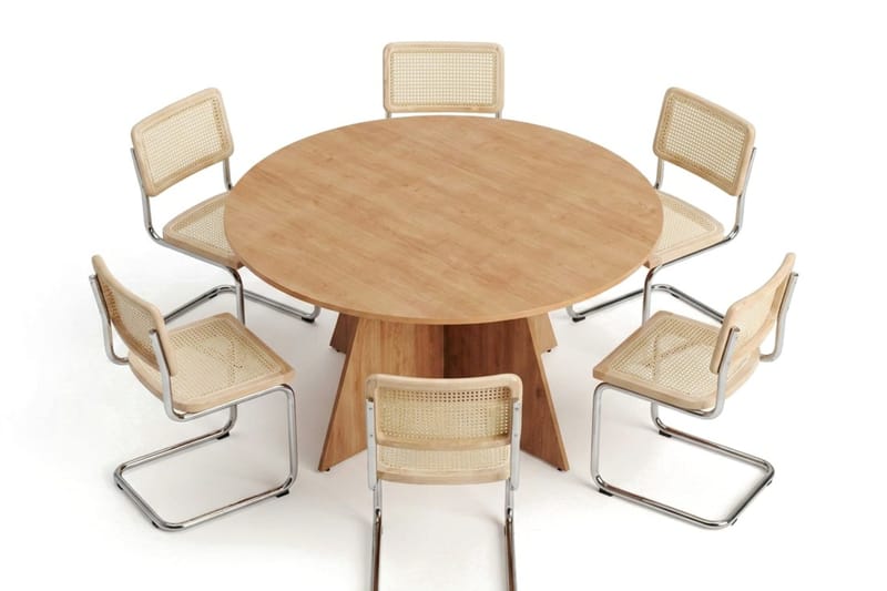 Vera spisegruppe rund 150 cm eik med 6 Build spisestoler - Eik - Møbler - Bord - Spisegruppe