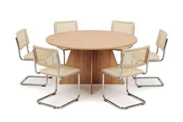 Vera spisegruppe rund 150 cm eik med 6 Build spisestoler - Eik - Møbler - Bord - Spisegruppe