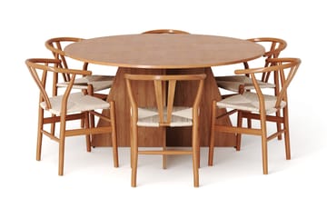 Vera spisegruppe rund 150 cm eik med 6 Dastoori spisestoler - Eik - Møbler - Bord - Spisegruppe