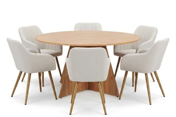 Vera spisegruppe rund 150 cm eik med 6 Filippa spisestoler - Eik - Møbler - Bord - Spisegruppe