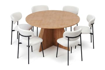Vera spisegruppe rund 150 cm eik med 6 Lucy spisestoler - Eik - Møbler - Bord - Spisegruppe