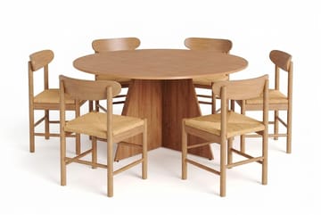 Vera Spisegruppe rund 150 cm Eik med 6 Malte Spisestoler - Møbler - Bord - Spisegruppe