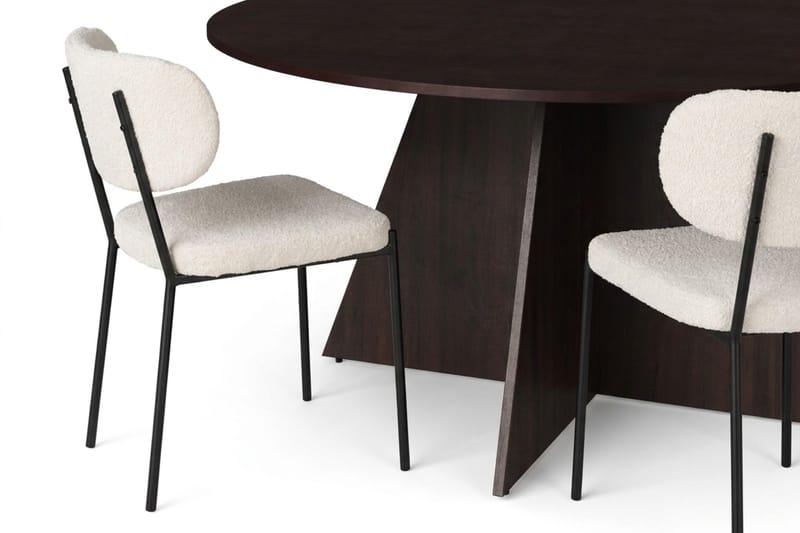 Vera spisegruppe rund 150 cm med 4 Gemmiano spisestoler - Røkt eik - Møbler - Bord - Spisegruppe