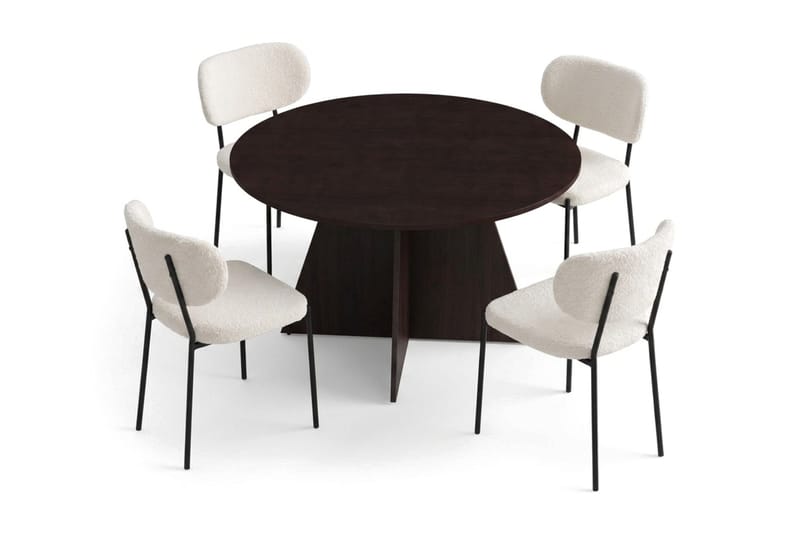 Vera spisegruppe rund 150 cm med 4 Gemmiano spisestoler - Røkt eik - Møbler - Bord - Spisegruppe
