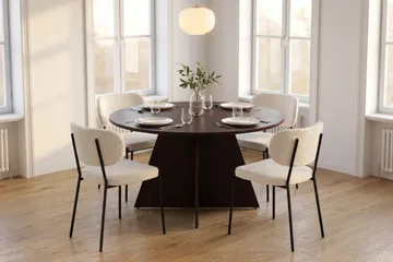 Vera spisegruppe rund 150 cm med 4 Gemmiano spisestoler - Røkt eik - Møbler - Bord - Spisegruppe