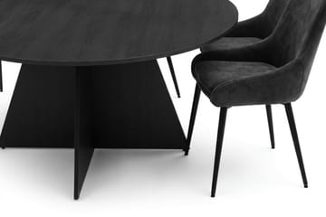 Vera spisegruppe rund 150 cm svart med 6 Alsarp spisestoler - Svart - Møbler - Bord - Spisegruppe