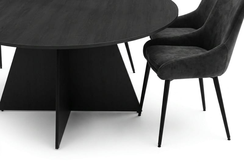 Vera spisegruppe rund 150 cm svart med 6 Alsarp spisestoler - Svart - Møbler - Bord - Spisegruppe