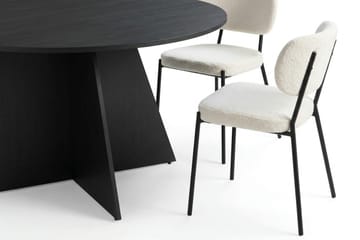 Vera spisegruppe rund 150 cm svart med 6 Gemmiano spisestoler - Svart - Møbler - Bord - Spisegruppe