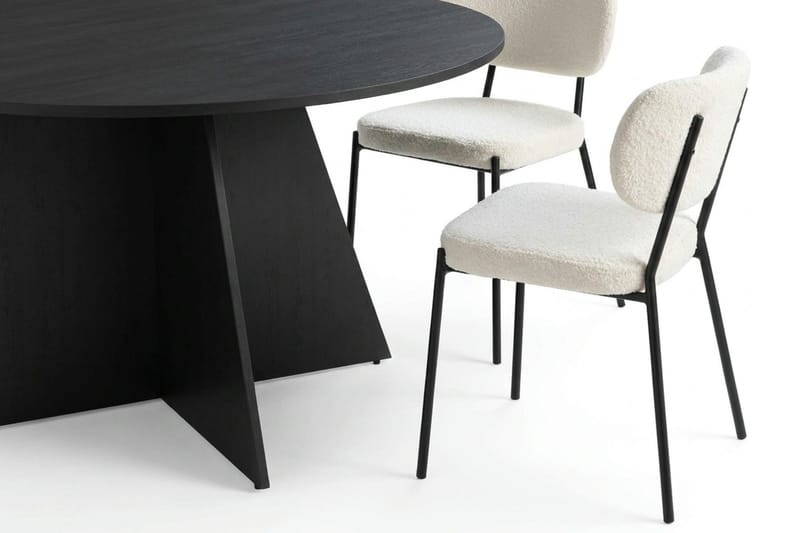 Vera spisegruppe rund 150 cm svart med 6 Gemmiano spisestoler - Svart - Møbler - Bord - Spisegruppe