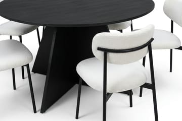 Vera spisegruppe rund 150 cm svart med 6 Lucy spisestoler - Svart - Møbler - Bord - Spisegruppe
