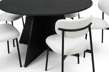 Vera spisegruppe rund 150 cm svart med 6 Lucy spisestoler - Svartbeiset eik - Møbler - Bord - Spisegruppe