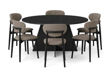 Vera spisegruppe rund 150 cm svart med 6 Molly spisestoler - Svart - Møbler - Bord - Spisegruppe