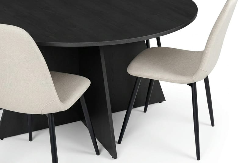 Vera spisegruppe rund 150 cm svart med 6 Nibe spisestoler - Svart - Møbler - Bord - Spisegruppe
