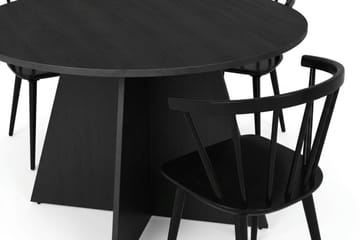 Vera spisegruppe rund 150 cm svart med 6 Tyrö spisestoler - Svart - Møbler - Bord - Spisegruppe