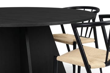Vera spisegruppe rund 150 cm svart med 6 Winston spisestoler - Svart - Møbler - Bord - Spisegruppe